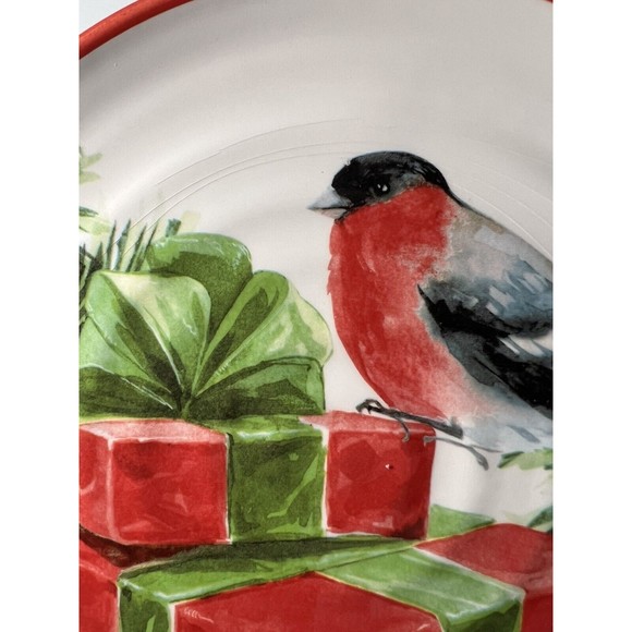 Ceramica Cuore Italy Christmas Holiday Sparrow Salad/Luncheon 9” Plates set/6 - Picture 9 of 15